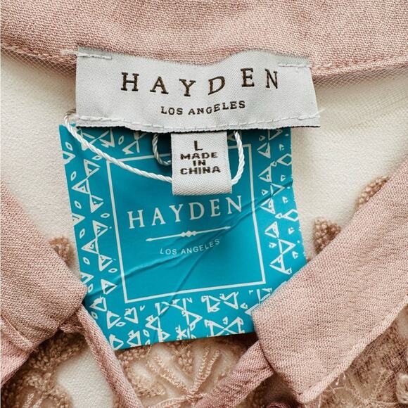 Hayden Los Angeles Top Dusty Pink Floral Embroidered Sleeveless Swing Large NEW - Picture 2 of 10